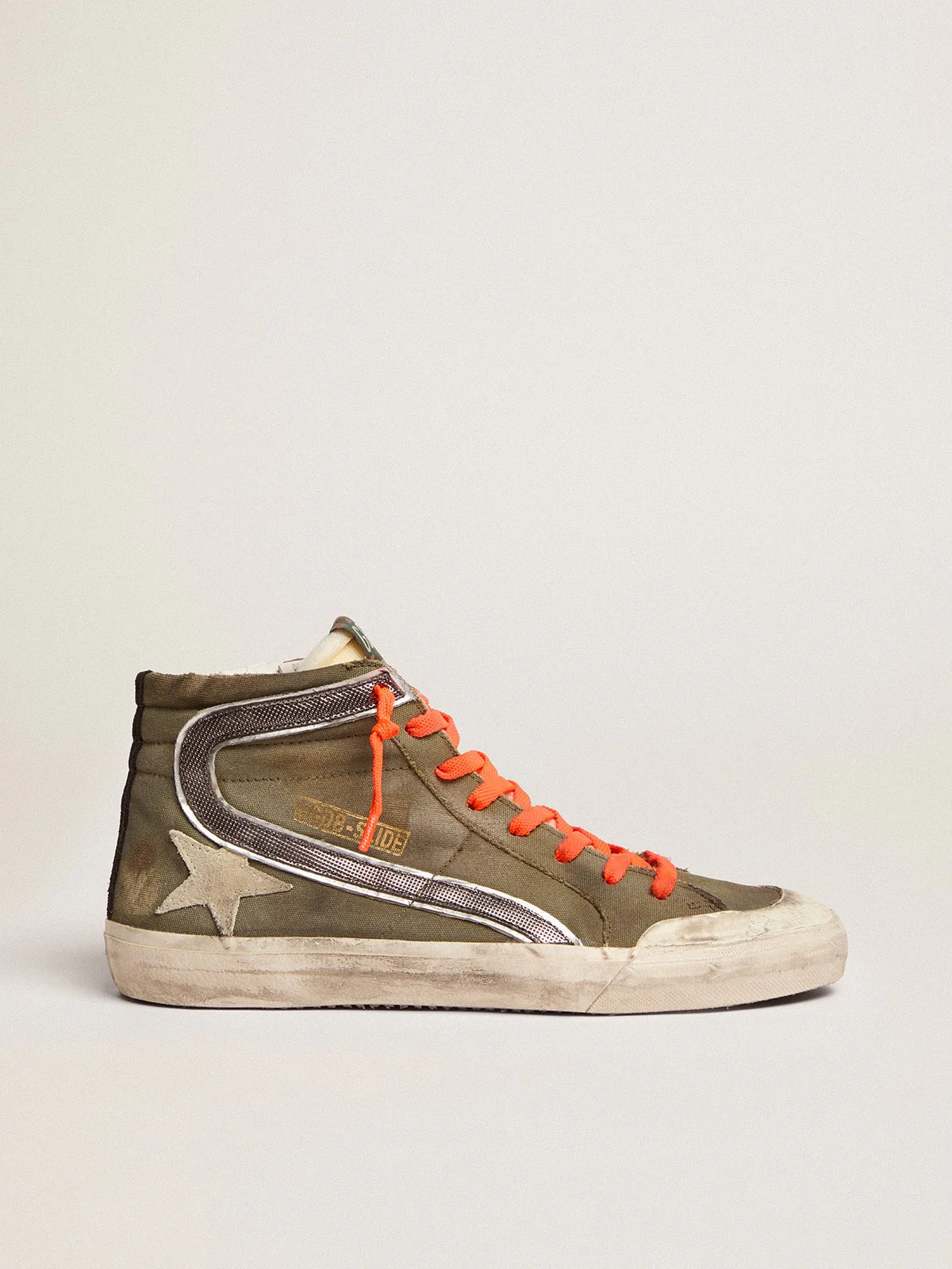 Men | Slide Penstar Army Green Canvas with An Ice-Colored Star | Dark Green x Ice x Grey x Black - Image 6