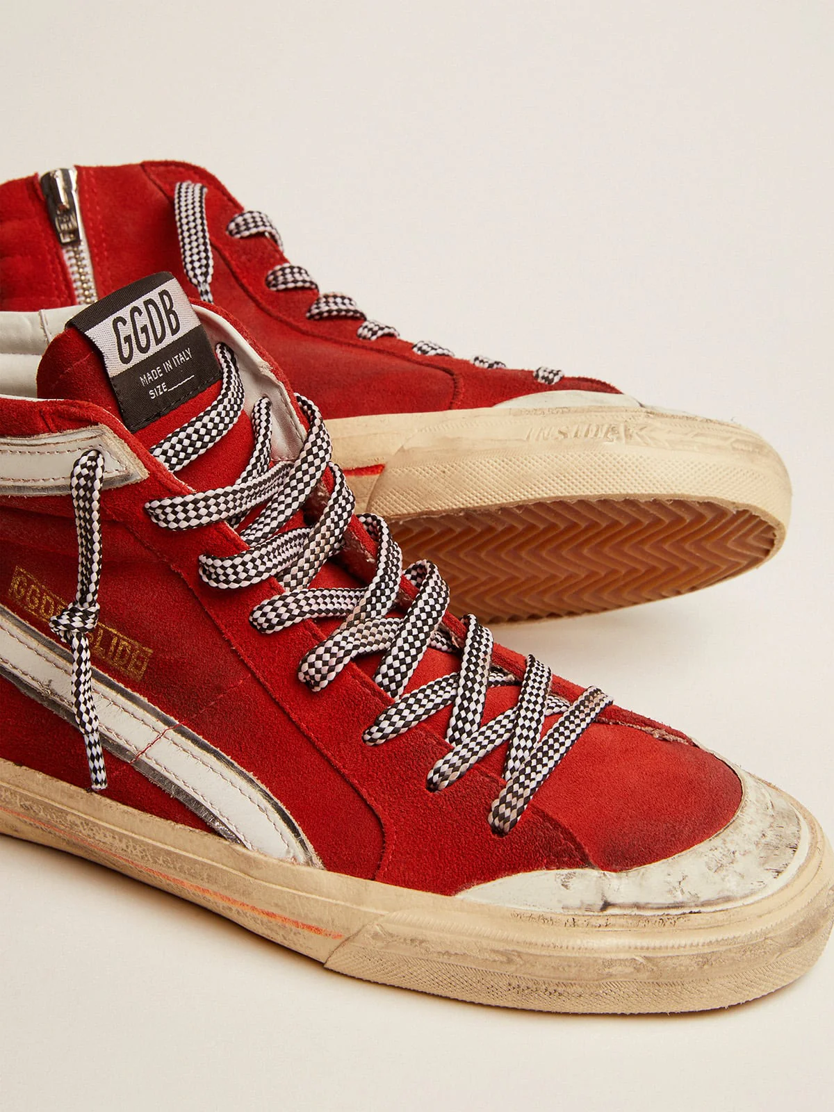 Men | Slide Penstar Red Suede | Red x White x Silver - Image 4