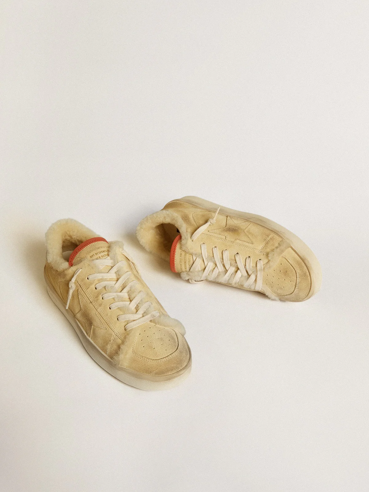 Men | Stardan Beige Suede with Leather Heel Tab & Shearling Lining | Beige x Off White - Image 2