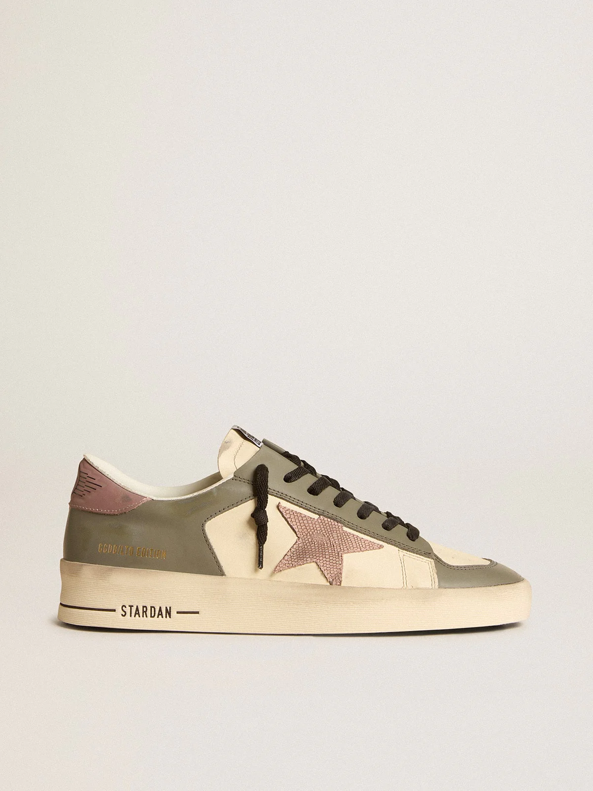 Men | Stardan Ltd Gray Leather with A Pink Leather Star & Heel Tab | Cream x Castor Gray x Twilight Mauve x Antique Pink - Image 2