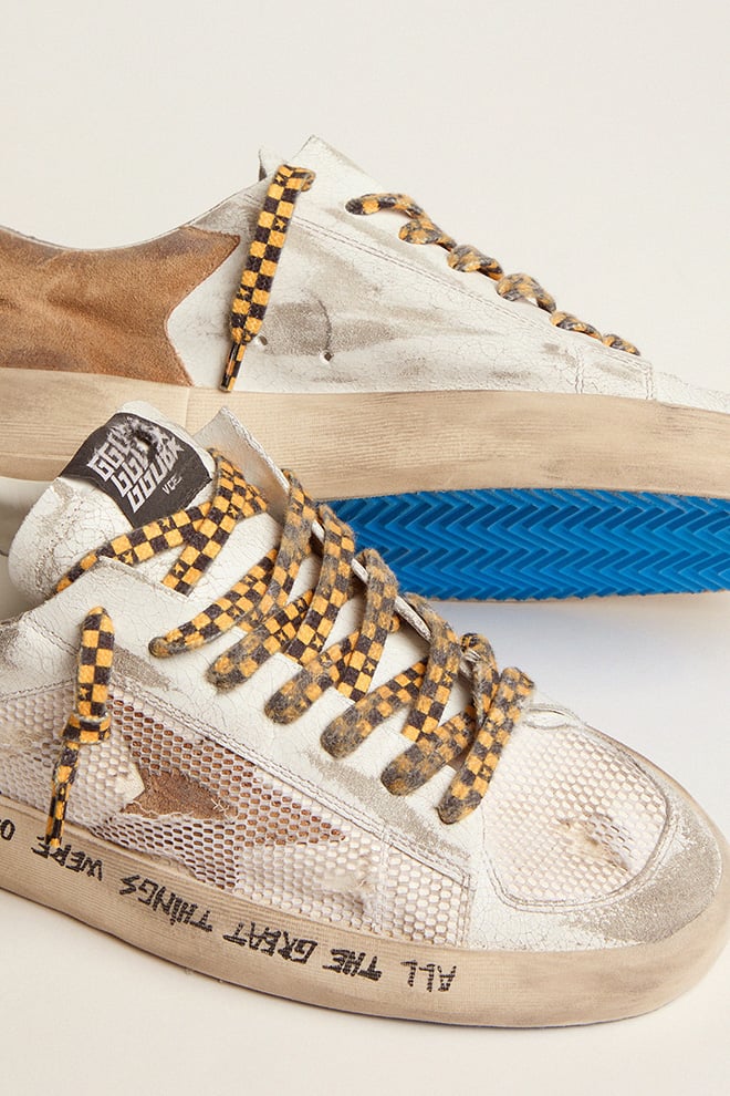Men | Stardan with Tobacco-Colored Suede Star & Inserts | White x Tobacco - Image 9