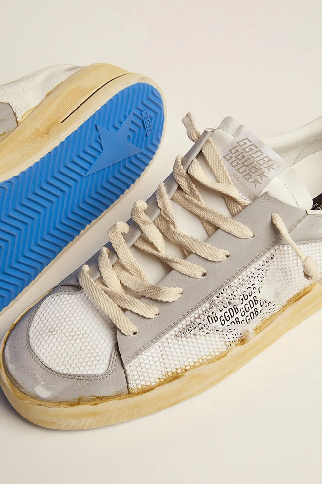Men | Stardan with White Leather Star with GGDB Print | White x Light Grey