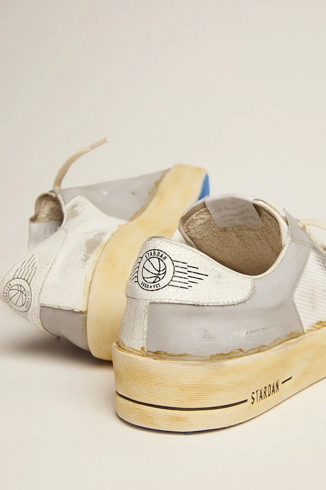 Men | Stardan with White Leather Star with GGDB Print | White x Light Grey - Image 2