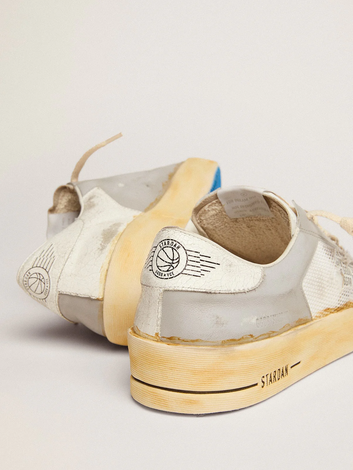 Men | Stardan with White Leather Star with GGDB Print | White x Light Grey - Image 5