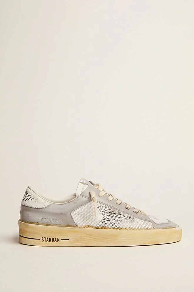 Men | Stardan with White Leather Star with GGDB Print | White x Light Grey - Image 6