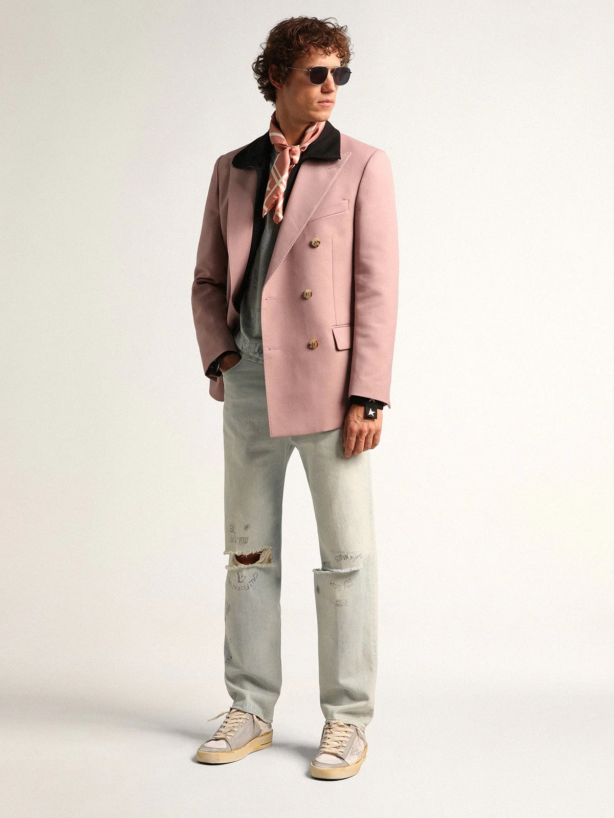 Men | Stardan with White Leather Star with GGDB Print | White x Light Grey - Image 8