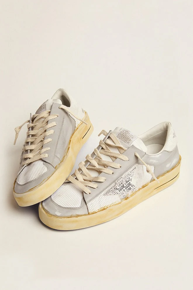 Men | Stardan with White Leather Star with GGDB Print | White x Light Grey - Image 9