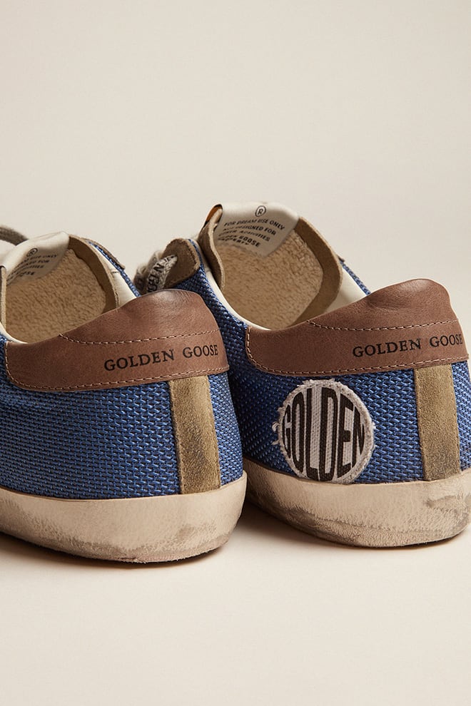 Men | Super-Star Blue Mesh with Black Leather Star & Tobacco Heel Tab | Denim Blue x Taupe x Black x Dark Grey - Image 5