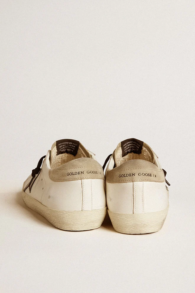 Men | Super-Star Ltd with Black Croc-Print Leather Star & Suede Inserts | White x Black x Taupe - Image 2