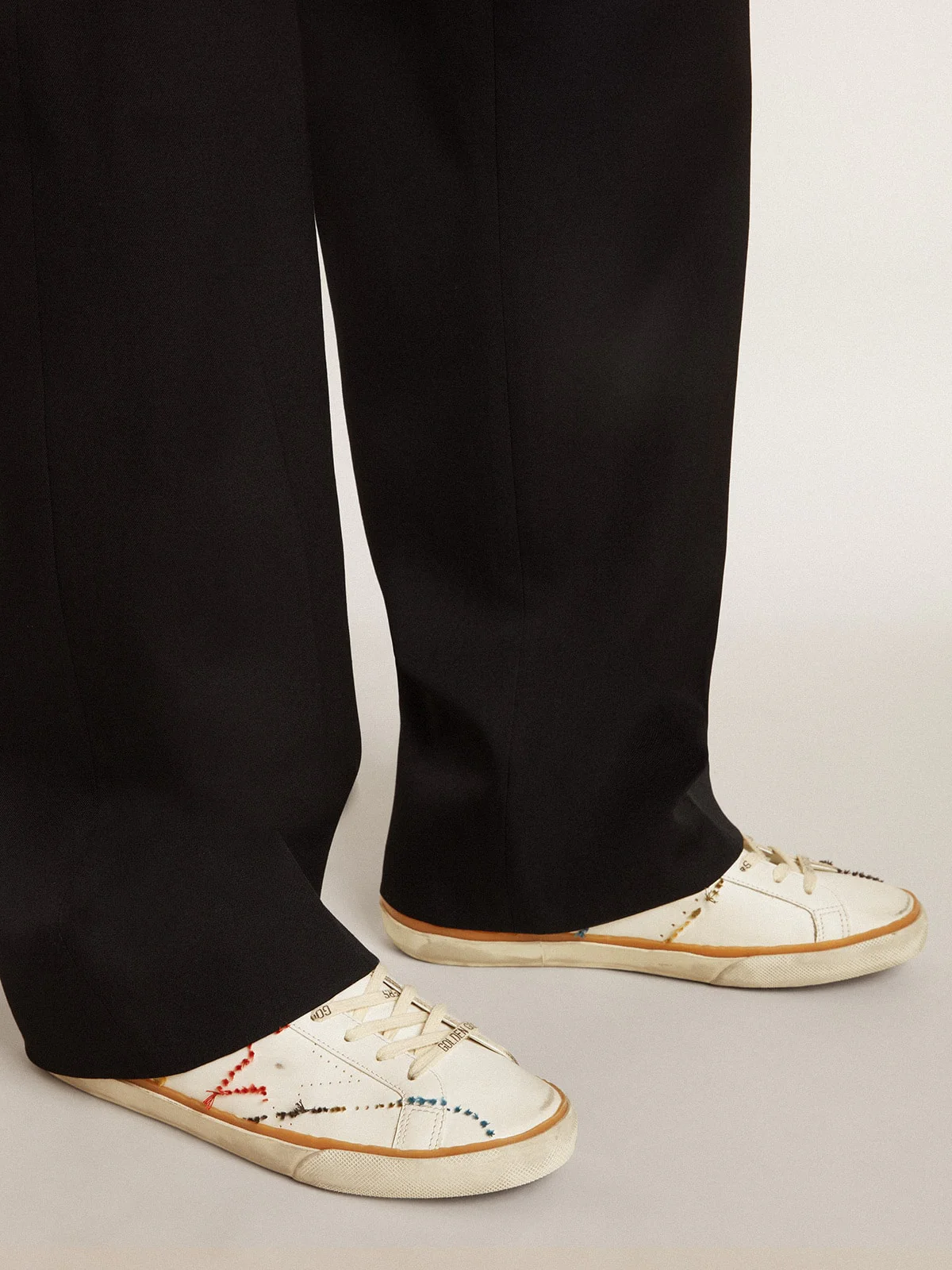Men | Super-Star Ltd with Perforated Star & Metallic Leather Heel Tab | Optic White x Silver - Image 8