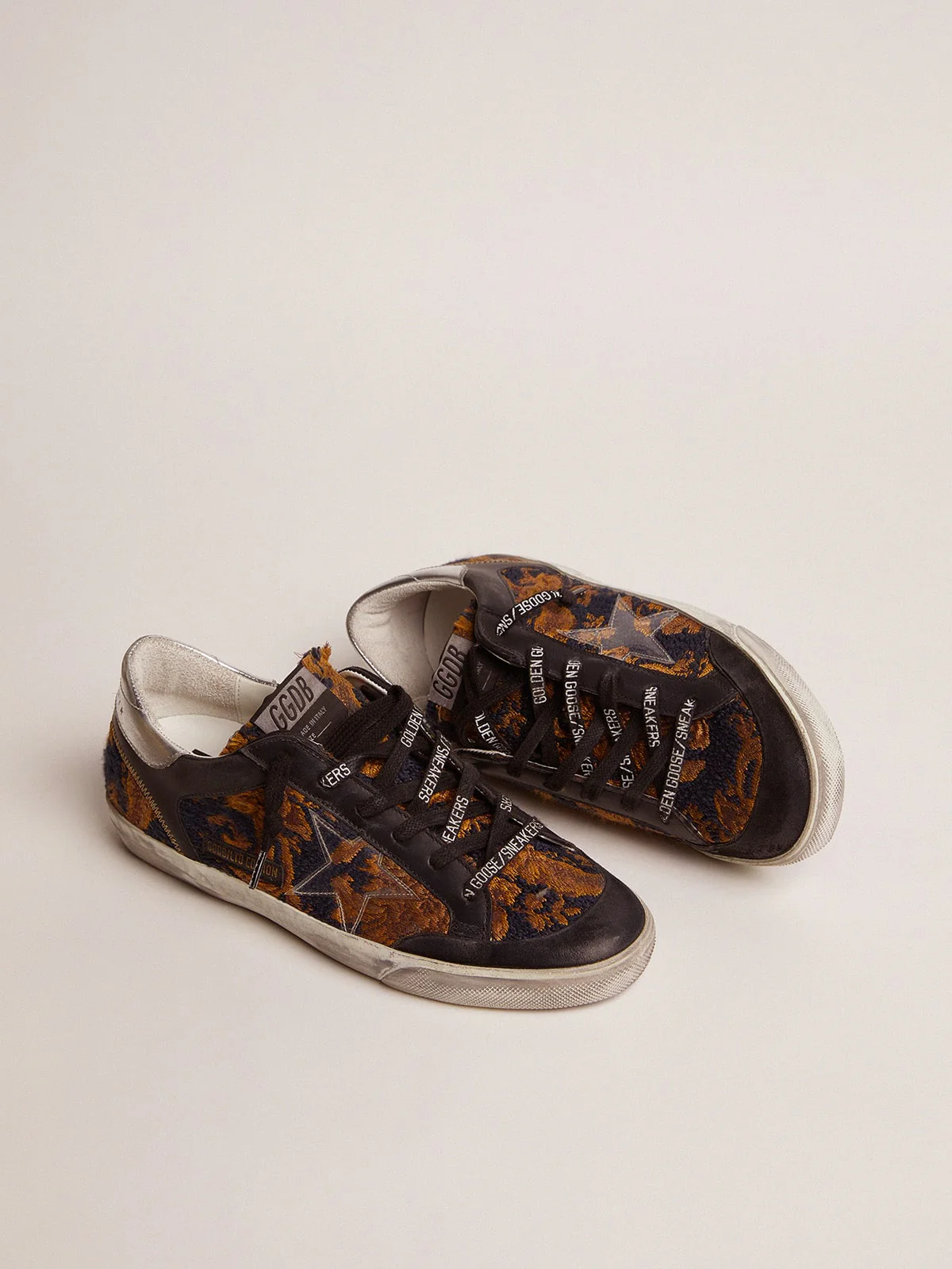 Men | Super-Star Penstar Lab Sneakers Jacquard Brocade with Pvc Star | Navy Gold x Black x Silver - Image 5