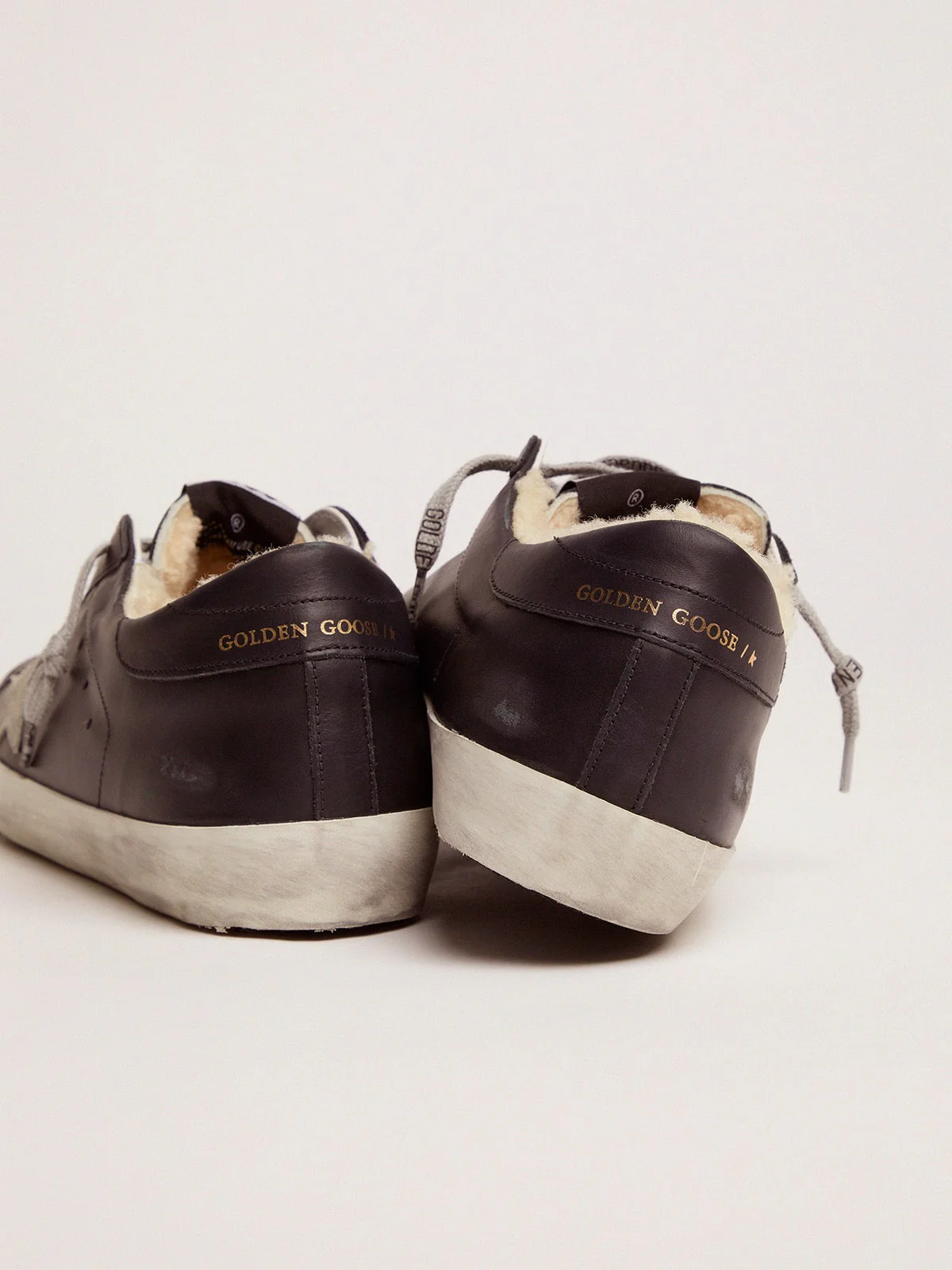 Men | Super-Star Sneakers Black Leather with Shearling Padding | Black x Ice - Image 4
