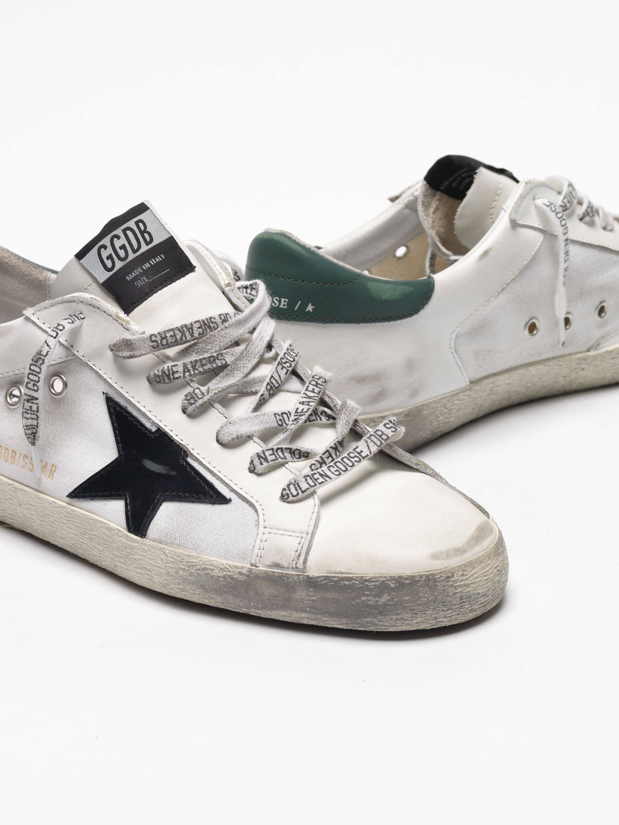 Men | Super-Star Sneakers White Leather with Black Star & Green Heel Tab - Image 2