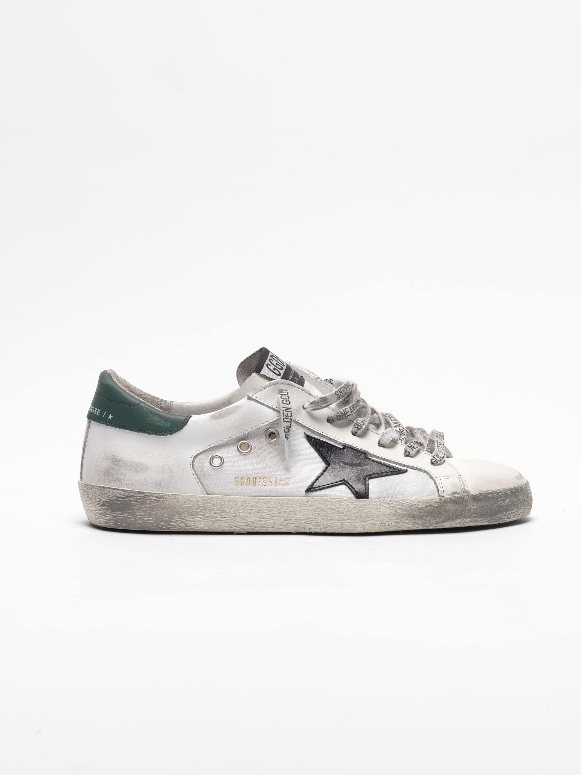 Men | Super-Star Sneakers White Leather with Black Star & Green Heel Tab - Image 3