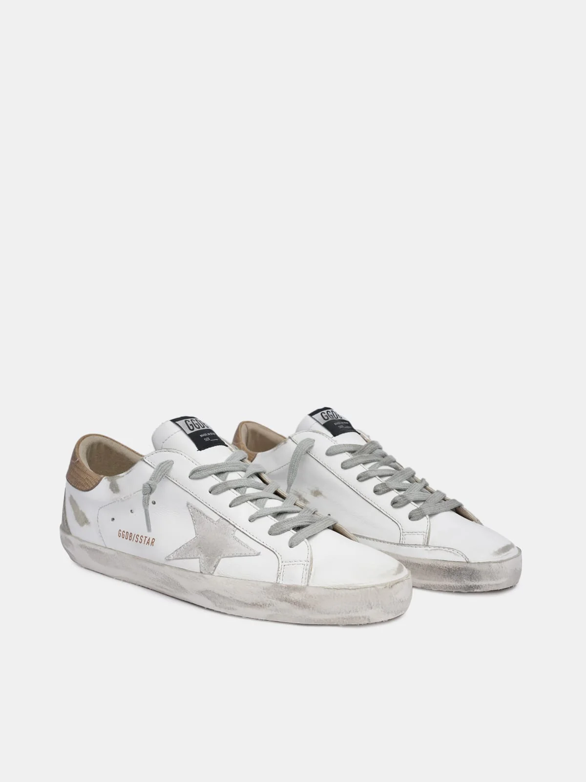 Men | Super-Star Sneakers White Leather with Brown Laminated Heel Tab - Image 4