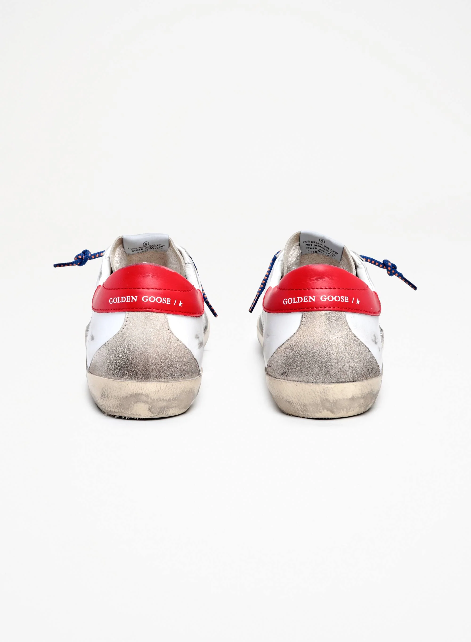 Men | Super-Star Sneakers White Leather with Grey Suede Star & Red Leather Heel Tab | White x Ice x Seedpearl x Red