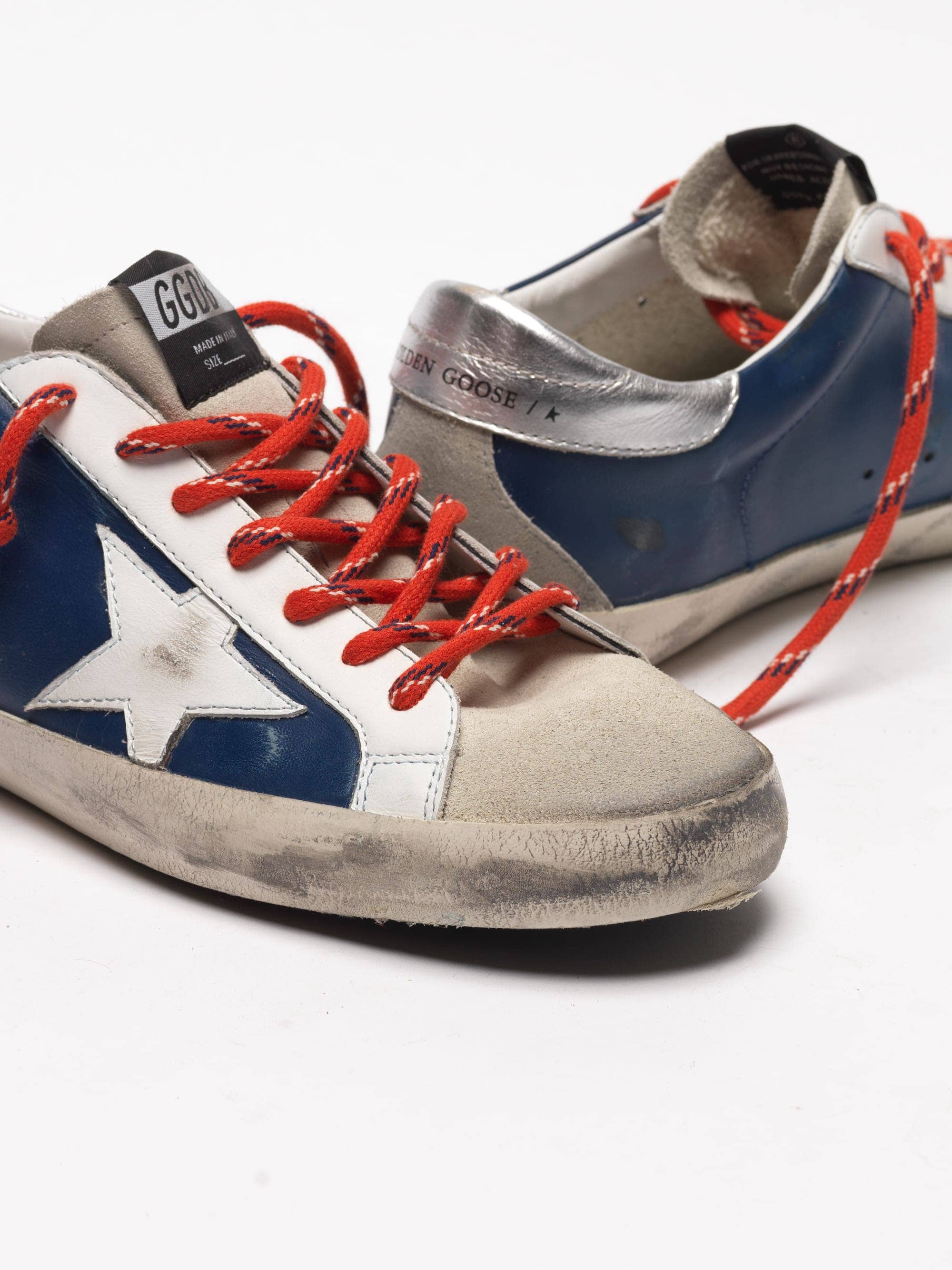 Men | Super-Star Sneakers with Blue Leather-White