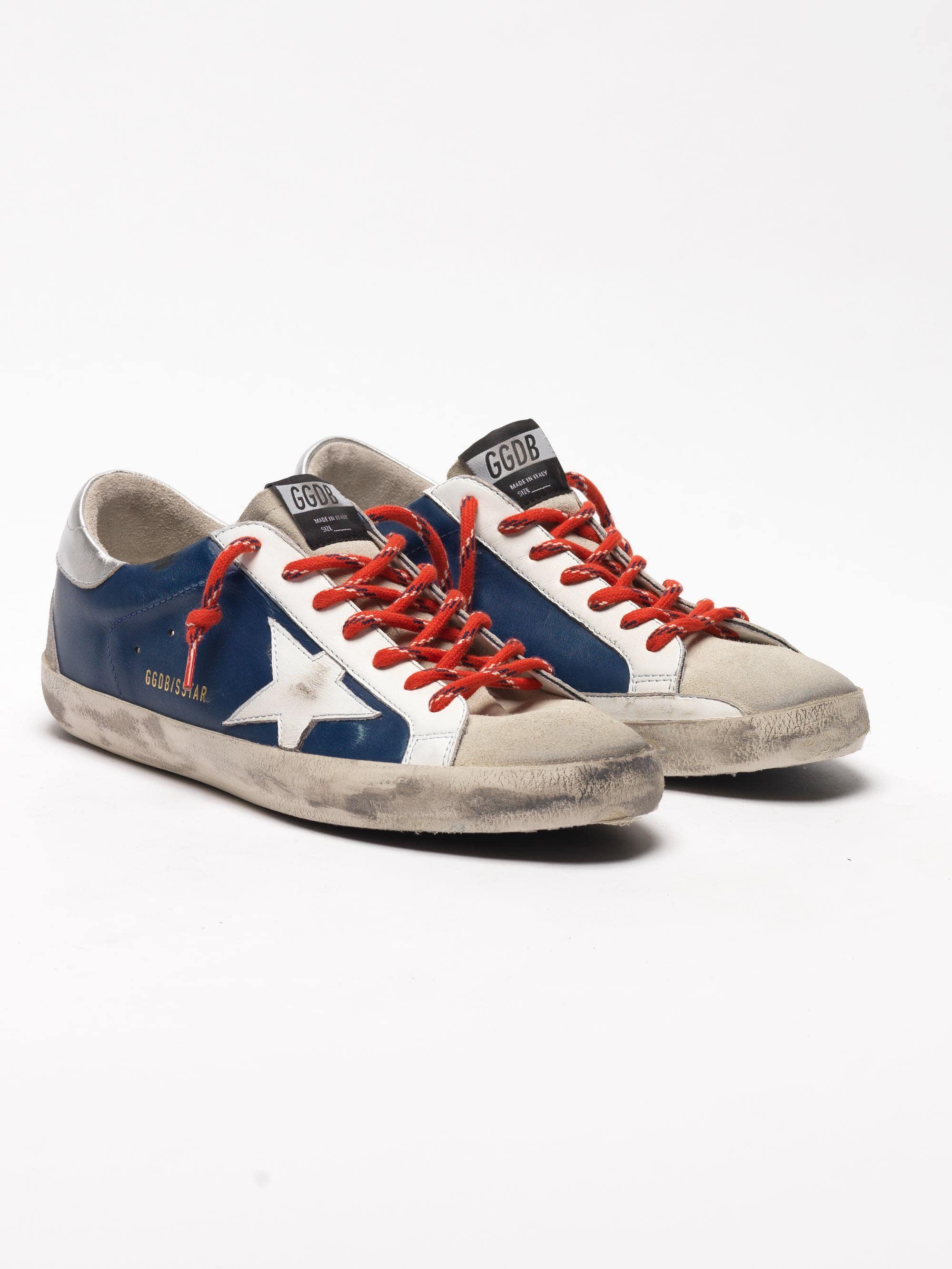 Men | Super-Star Sneakers with Blue Leather-White - Image 7