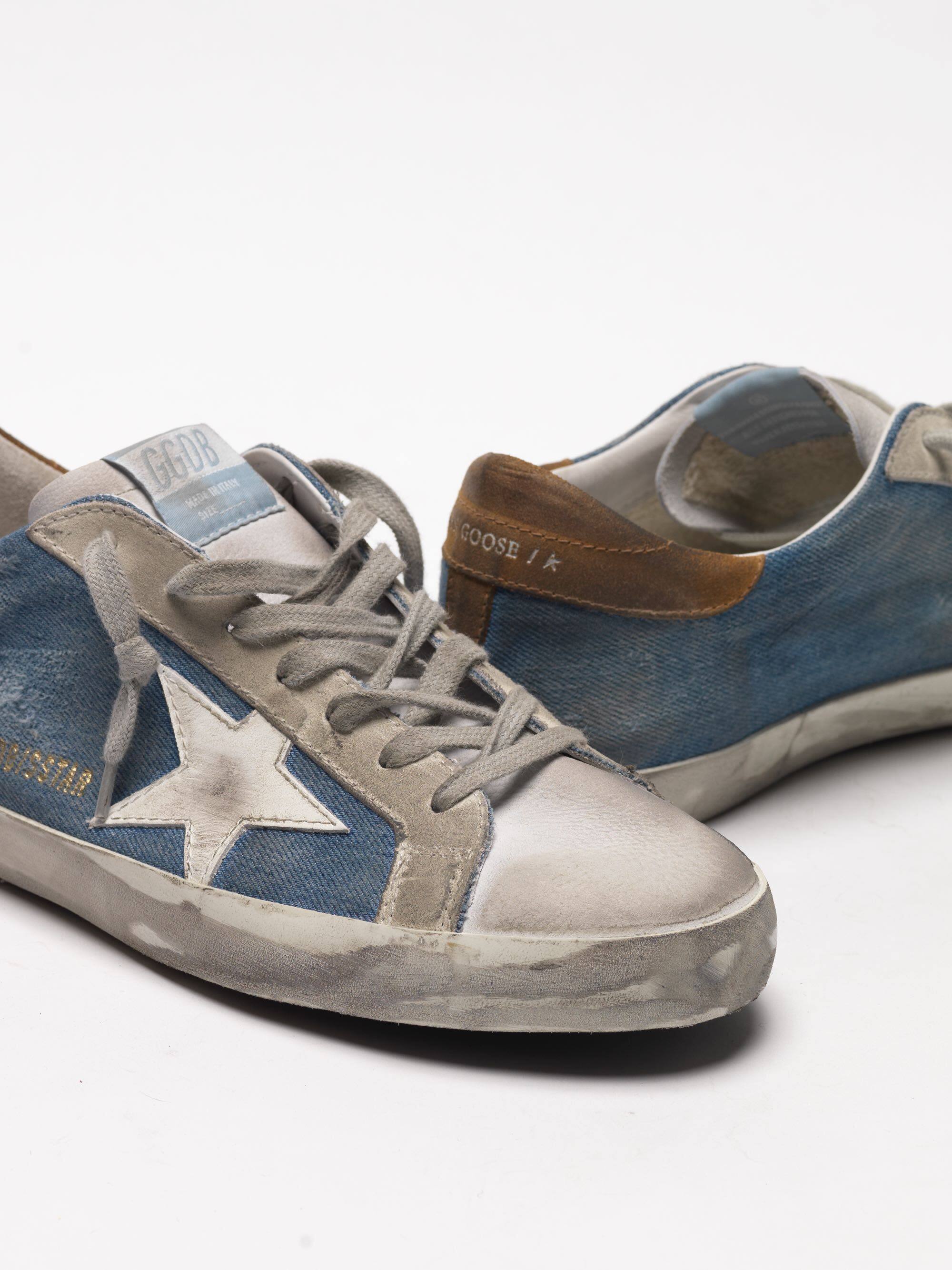 Men | Super-Star Sneakers with Light Blue Denim-White - Image 2