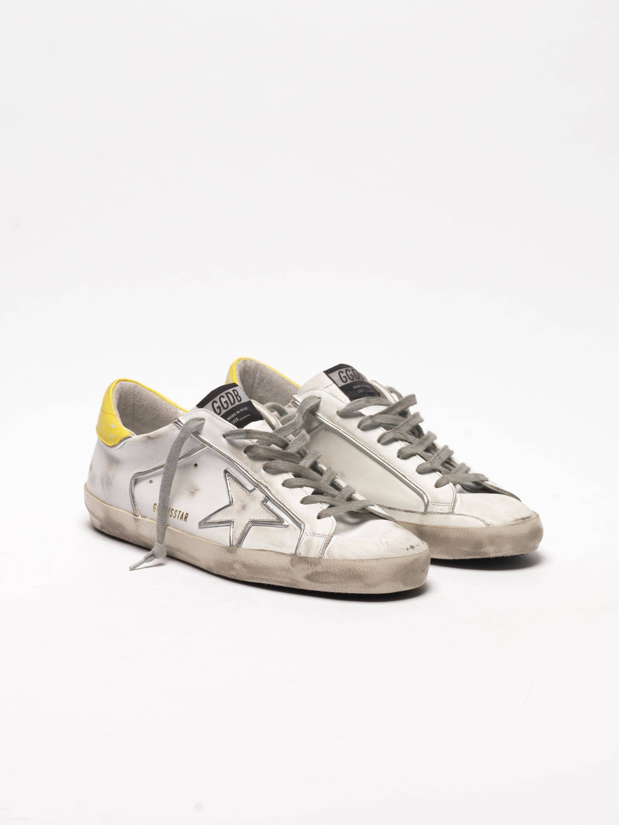 Men | Super-Star Sneakers with White Leather-Yellow-Star - Image 2