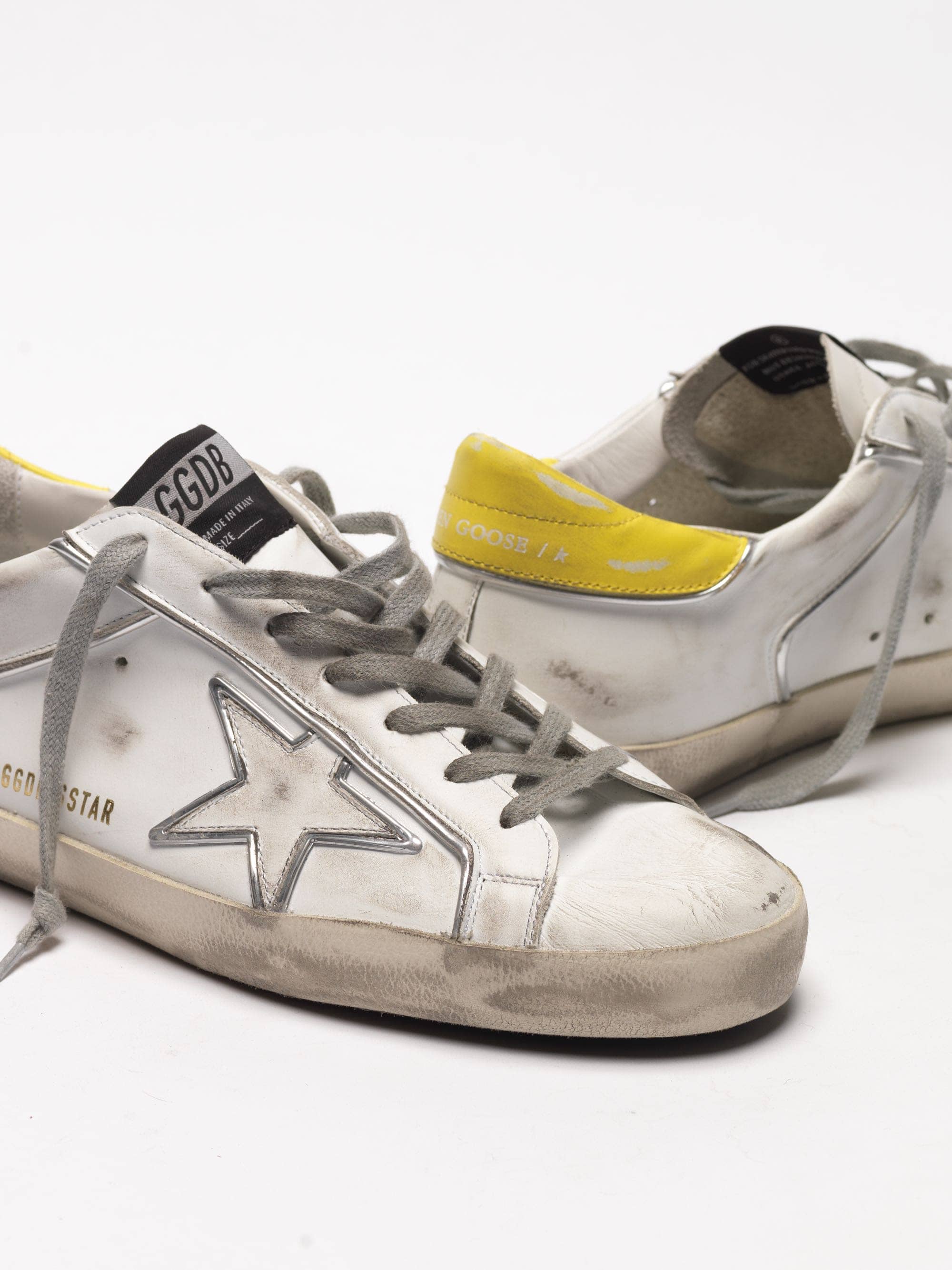 Men | Super-Star Sneakers with White Leather-Yellow-Star - Image 4