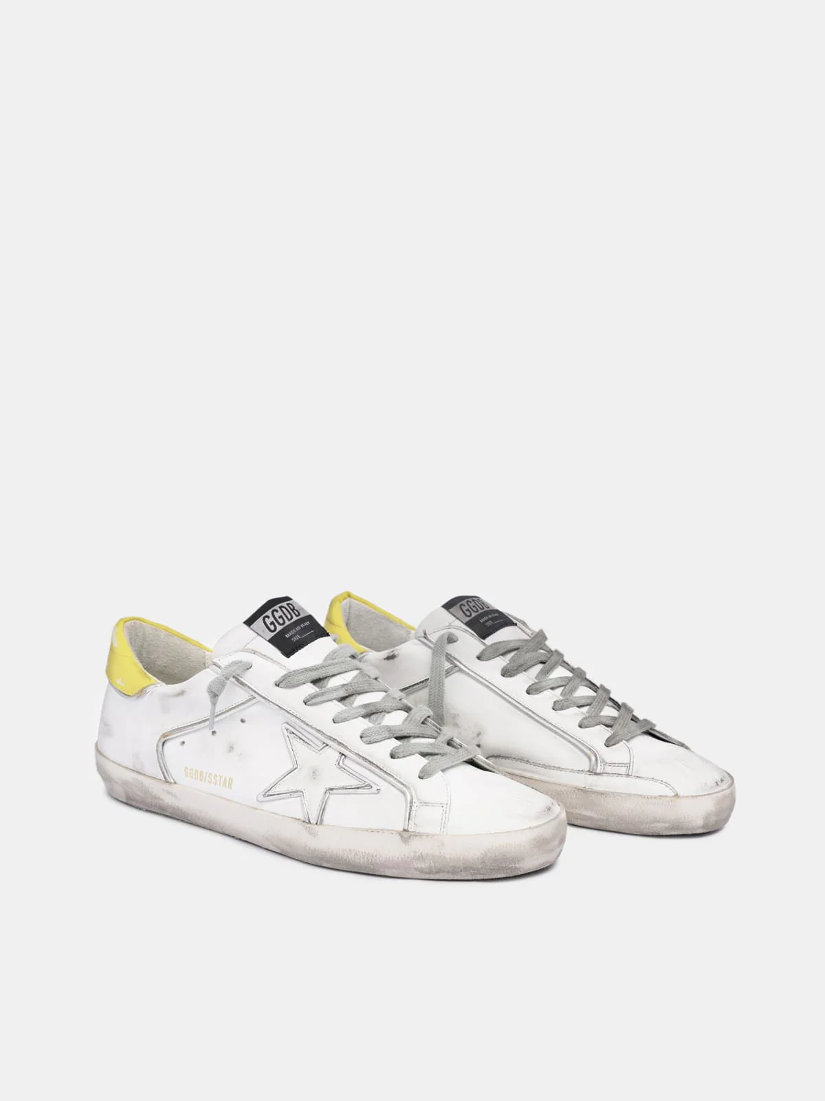 Men | Super-Star Sneakers with White Leather-Yellow-Star - Image 5