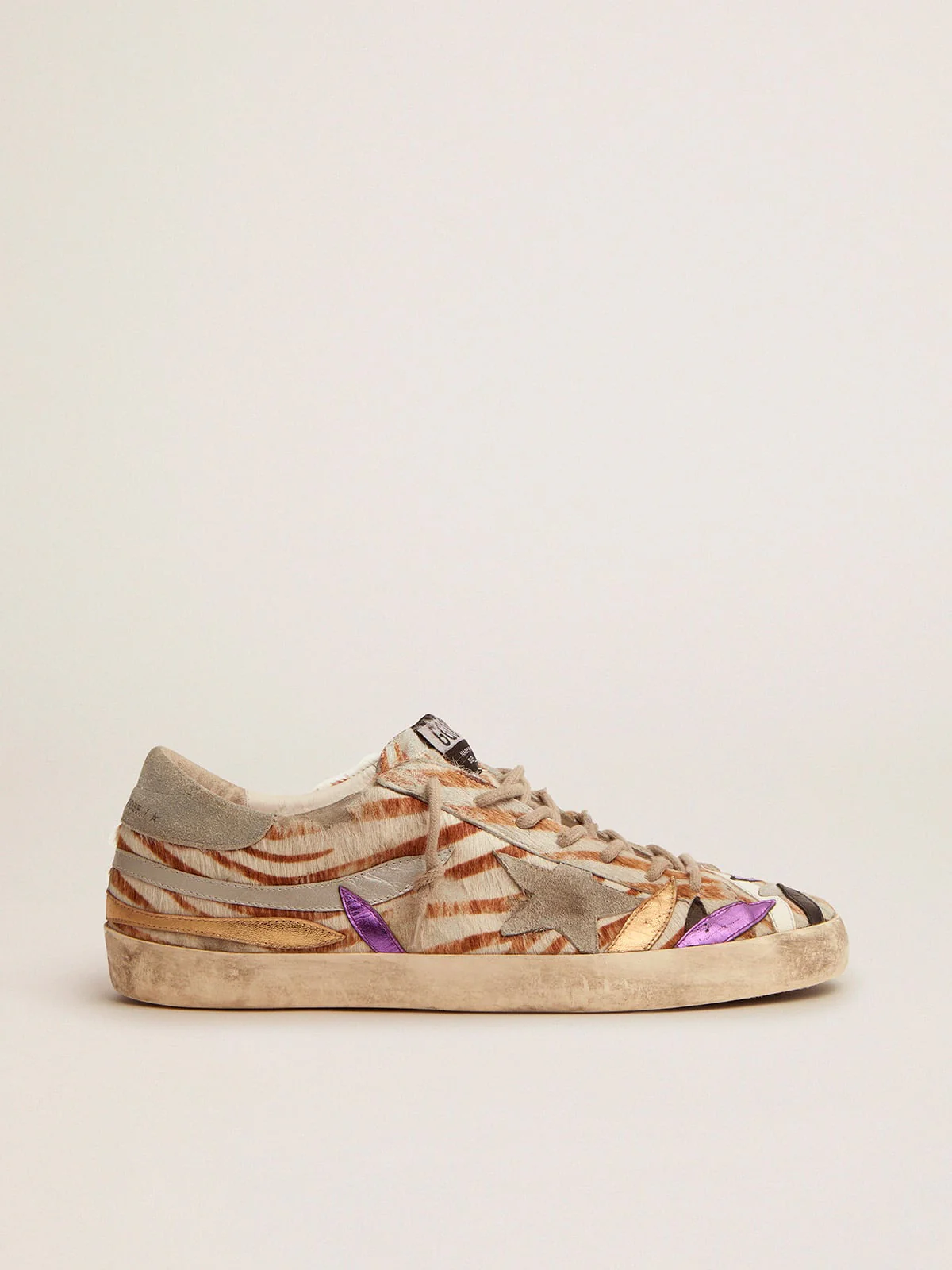 Men | Super-Star Sneakers Zebra-Print Pony Skin with Colored Petals | Beige White Leo x Ice x Multicolor - Image 8