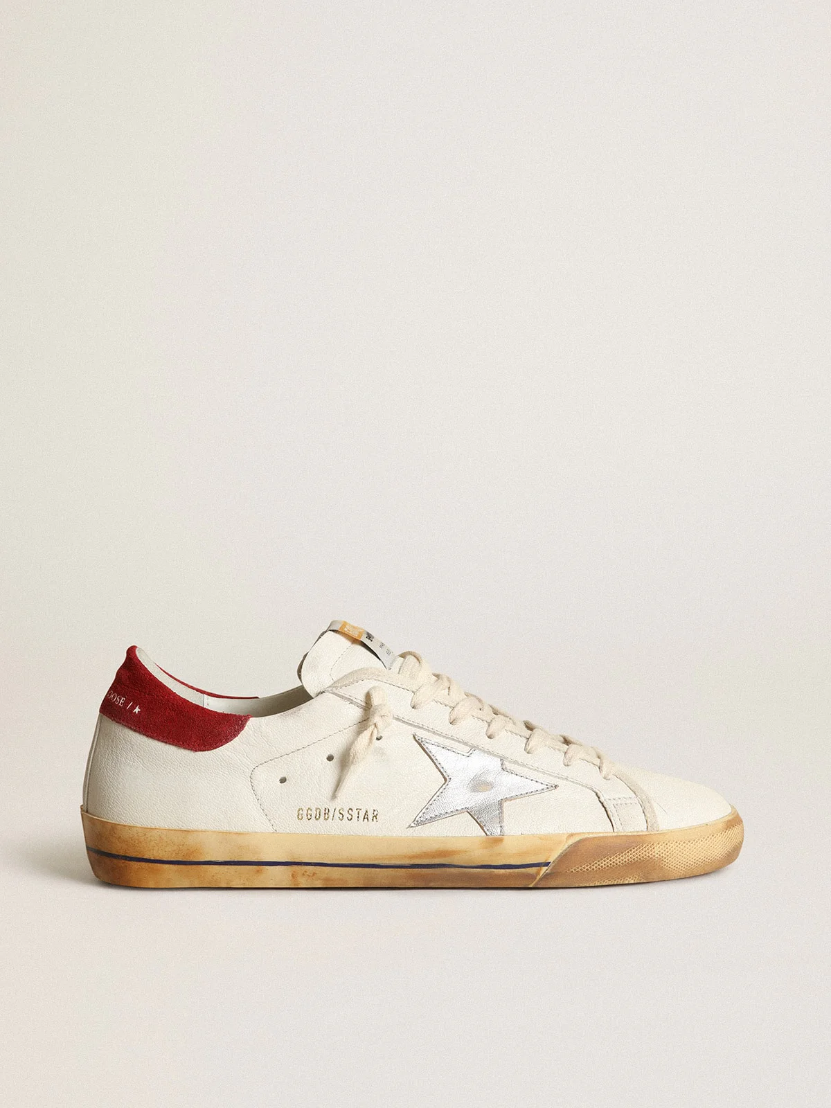 Men | Super-Star with Silver Laminated Leather Star | White x Silver x Red - Image 4