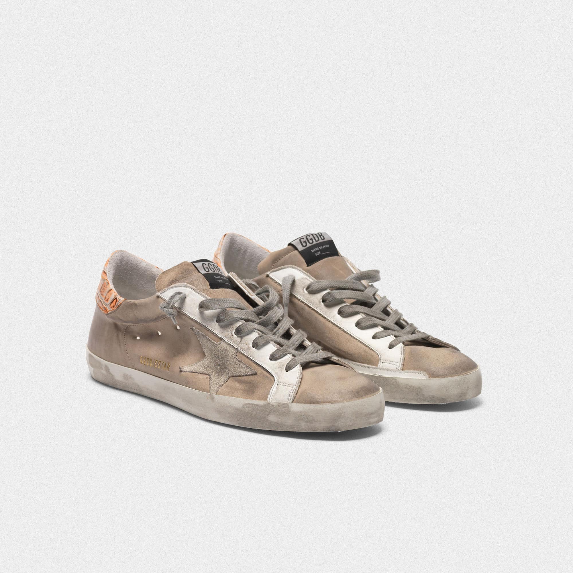 Men | Superstar Sneakers Beige Suede with Crocodile-Print Heel Tab - Image 2