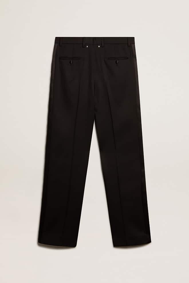 Men | Tuxedo Pants Black Wool Gabardine | Black - Image 3