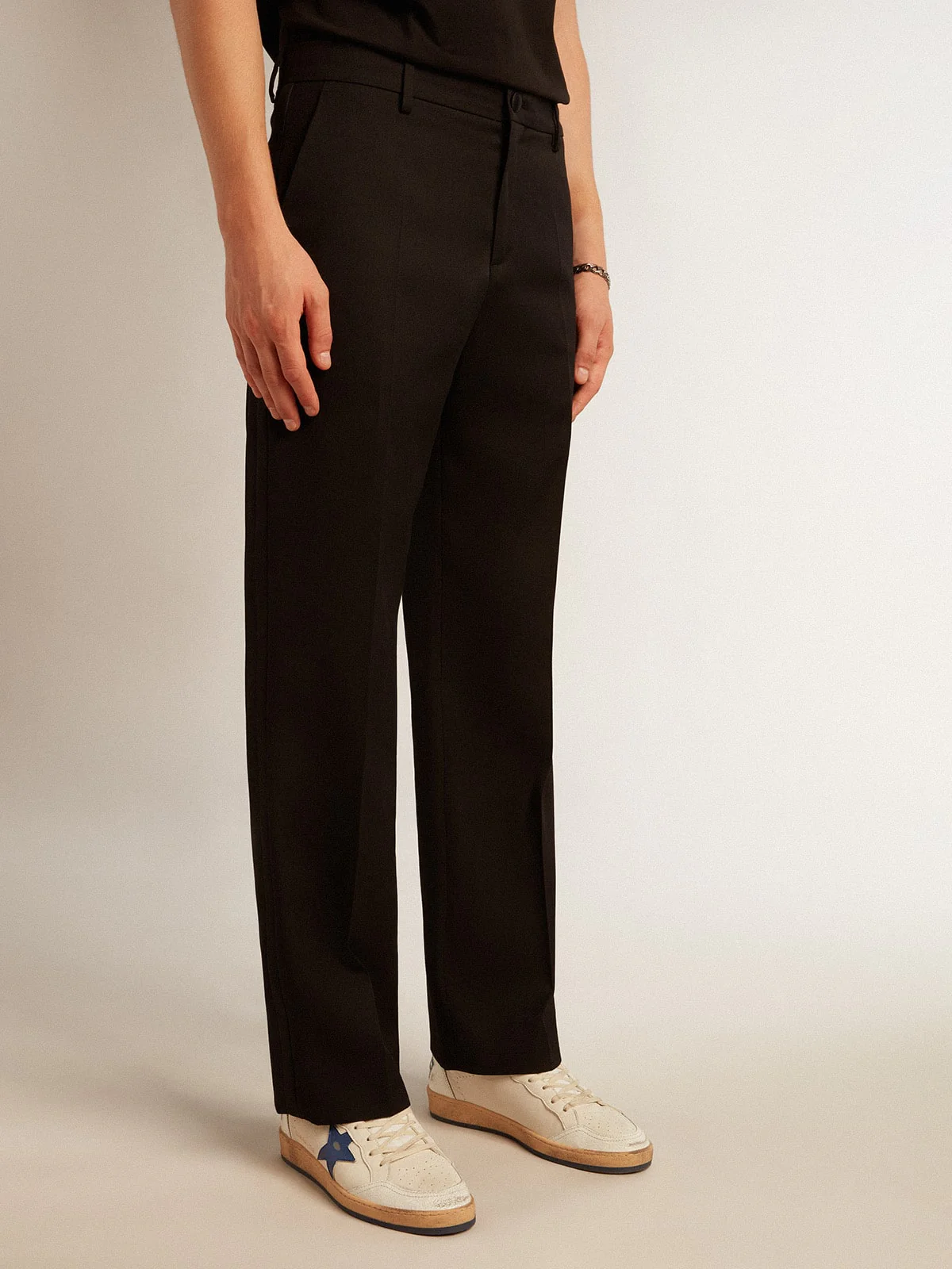 Men | Tuxedo Pants Black Wool Gabardine | Black - Image 7