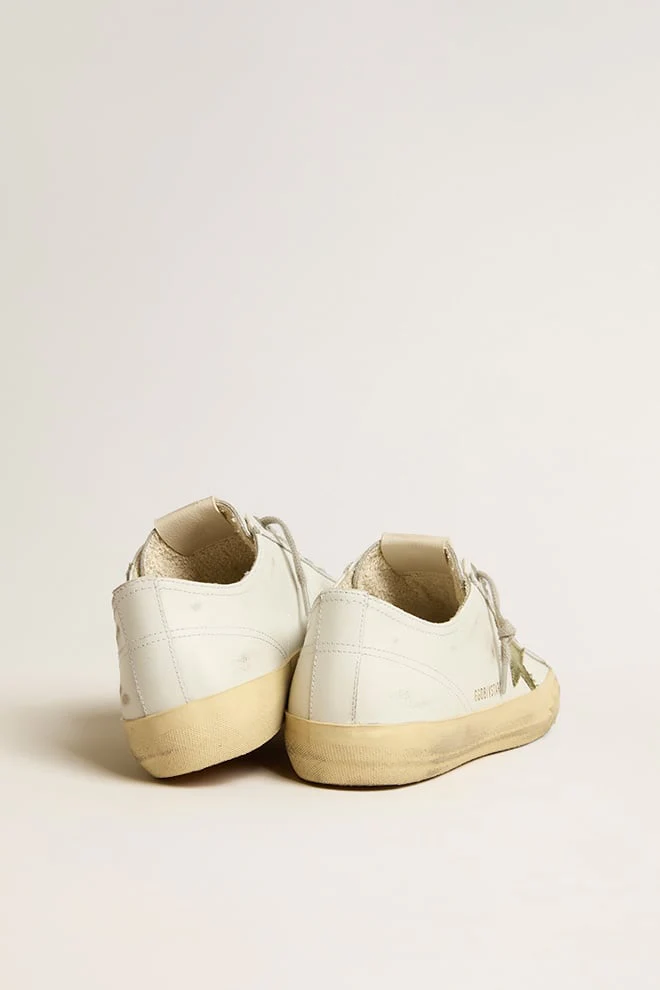 Men | V-Star White Leather with Green Canvas Star | White x Green - Image 7
