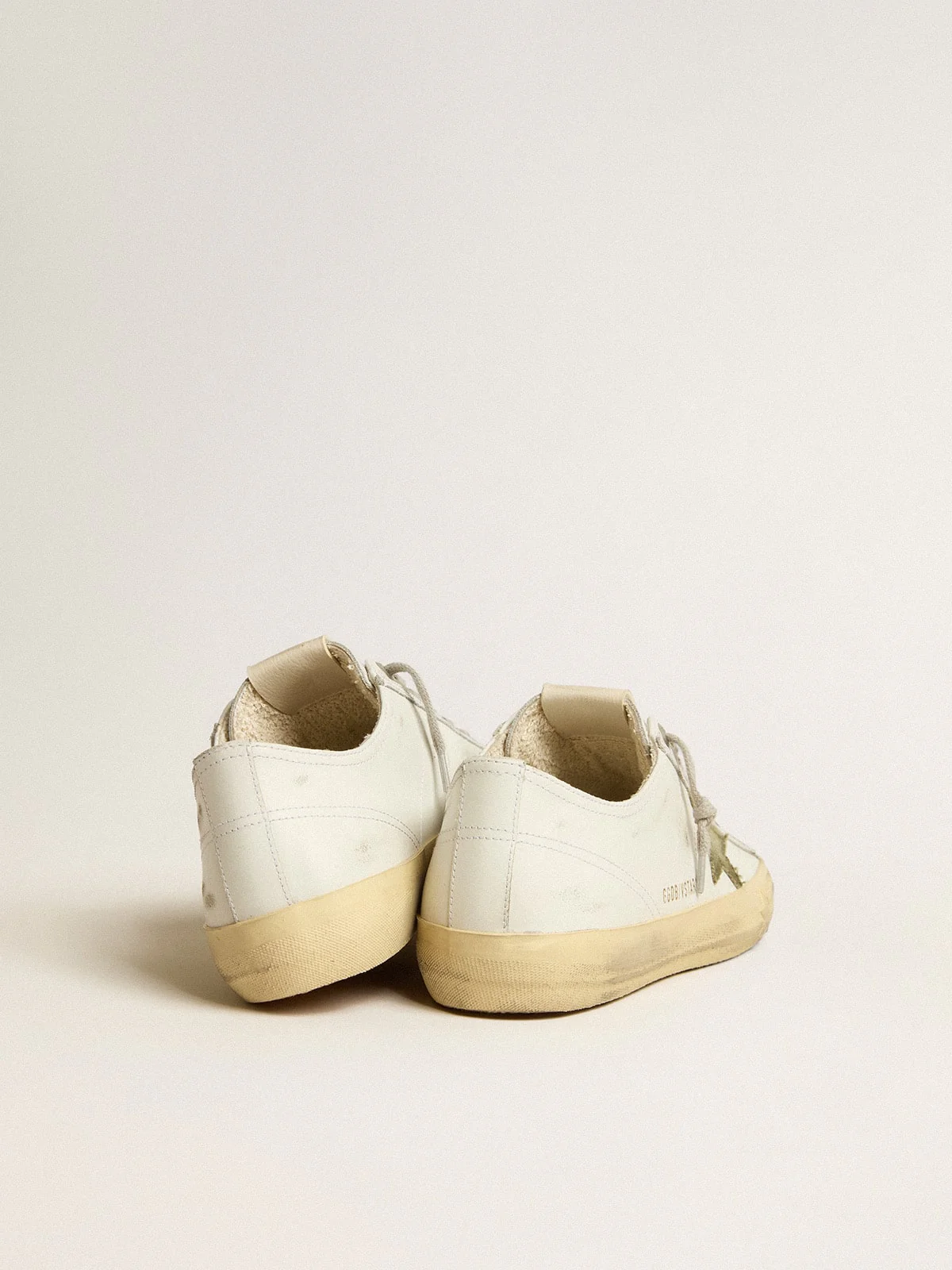 Men | V-Star White Leather with Green Canvas Star | White x Green - Image 8