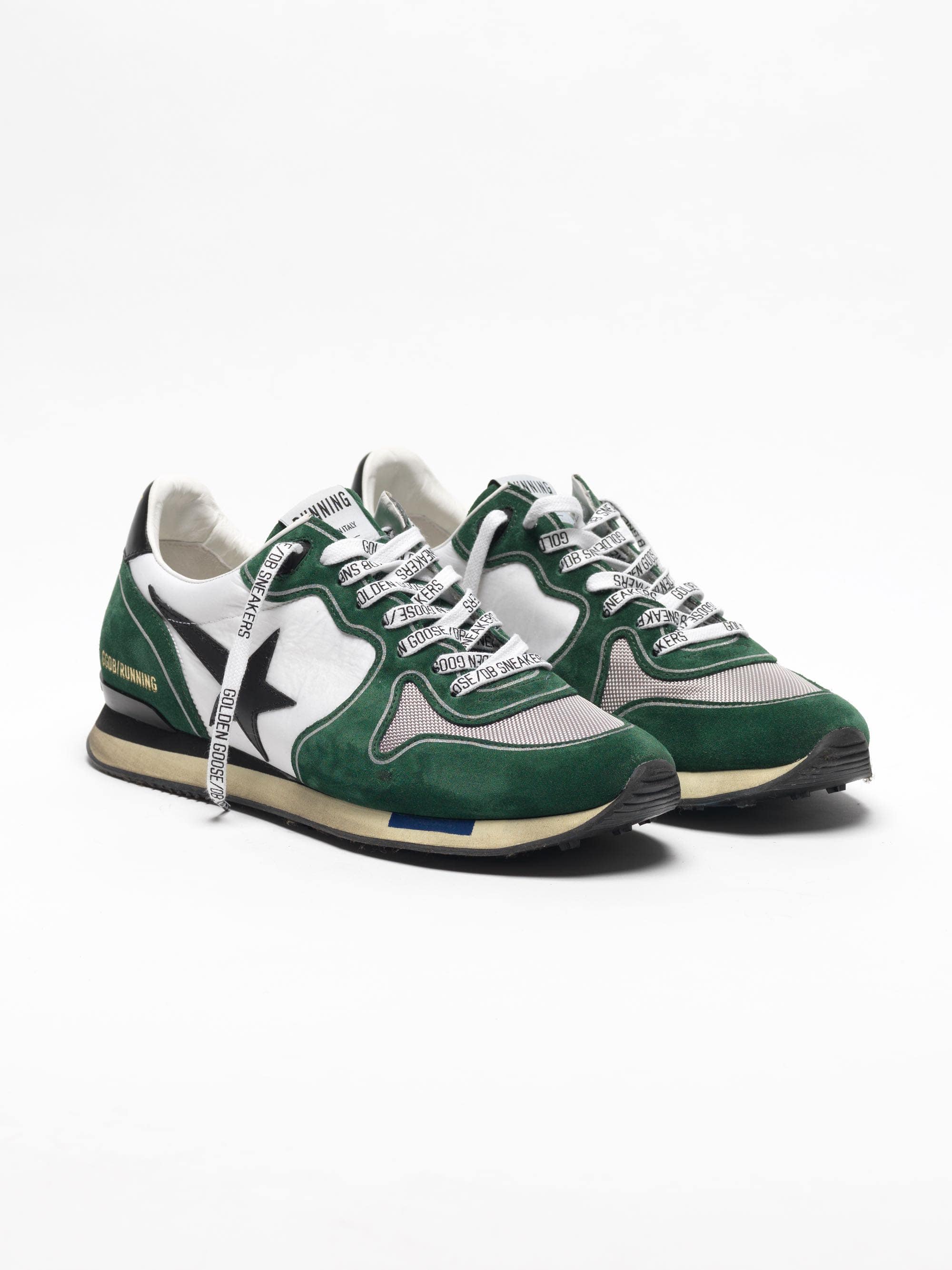 Men | White & Green Running Sneakers Suede - Image 4