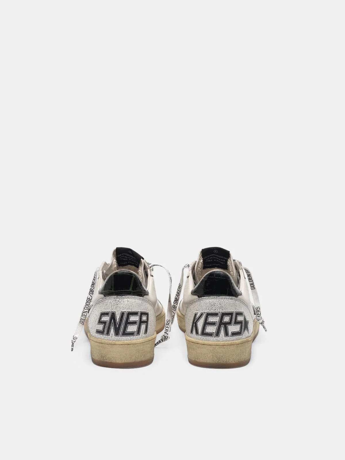 Men | White Ball Star Sneakers Leather with Glossy Black Star & Heel Tab - Image 2