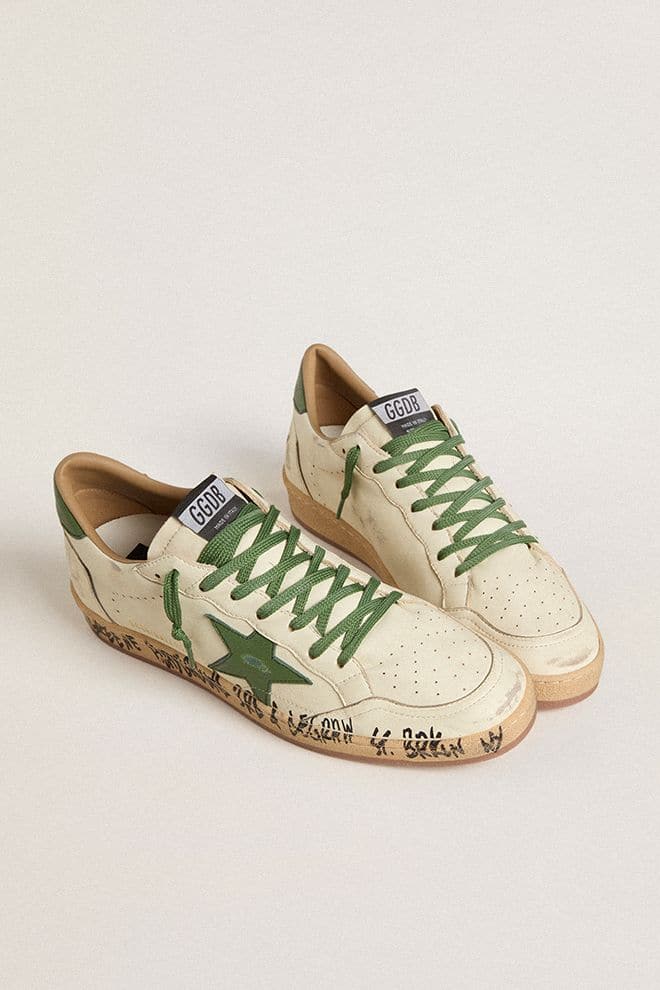 Men | White Ball Star with Green Details | White x Green
