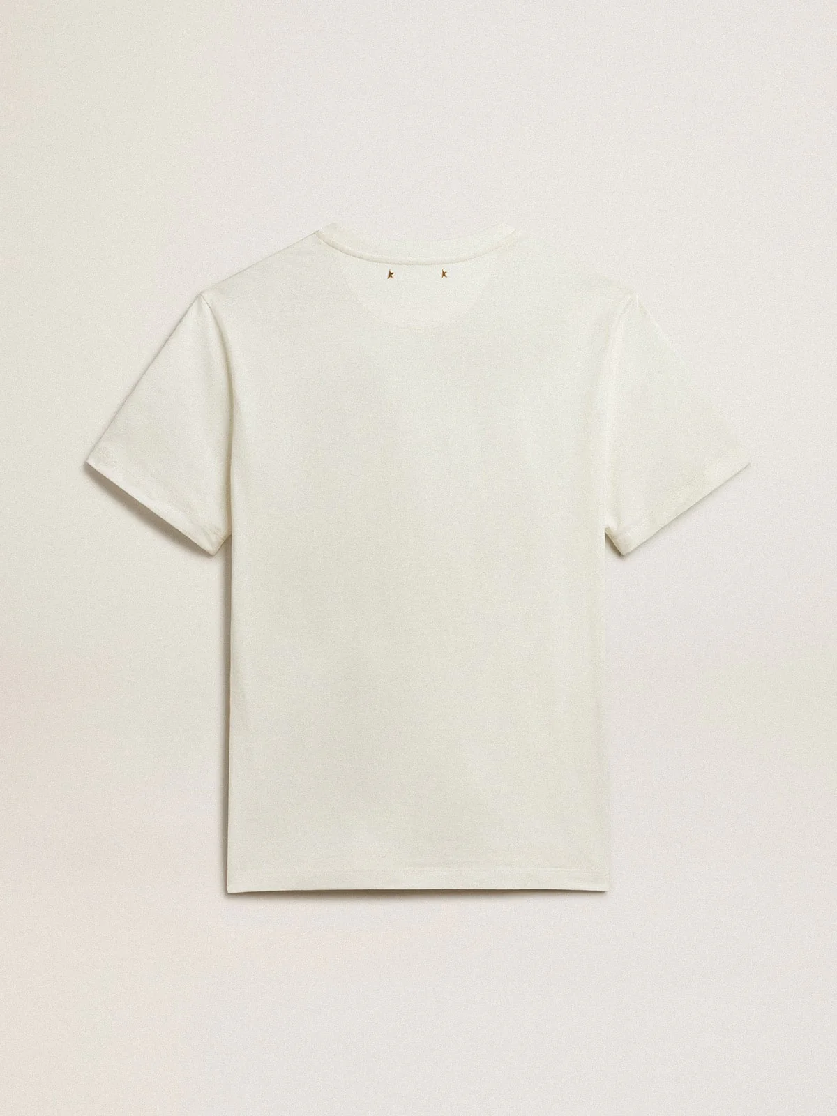 Men | White Cotton T-Shirt with Flower Print On The Front | Vintage White x Black - Image 3