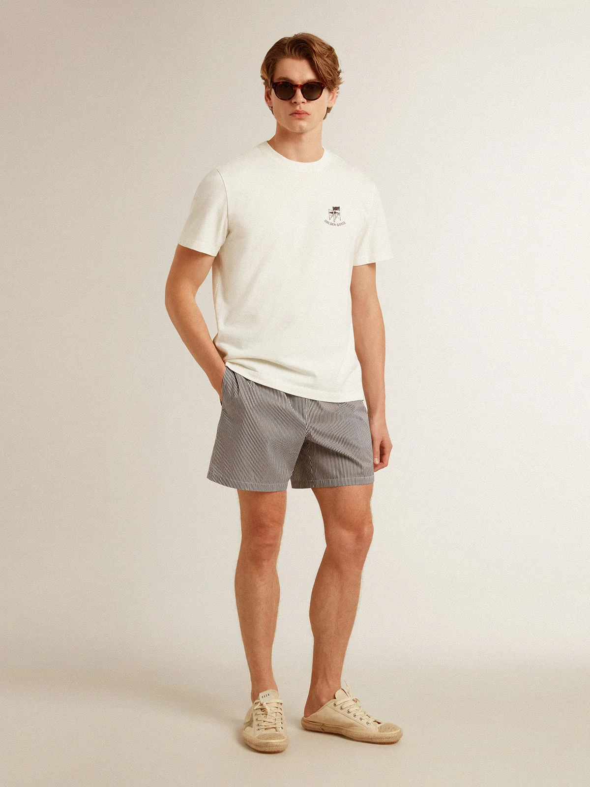 Men | White Cotton T-Shirt with Seasonal Logo Print On The Front | Artic Wolf - Image 6