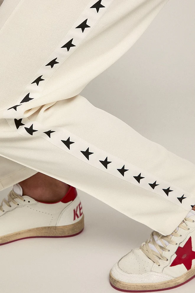 Men | White Joggers with Black Stars On The Sides | Papyrus x Black - Image 4