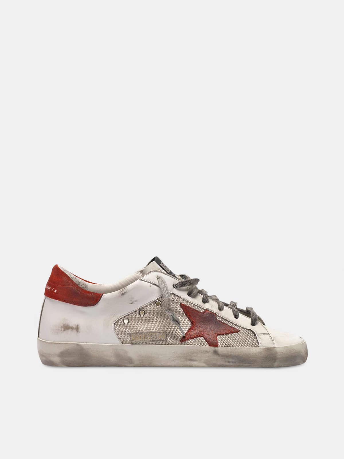 Men | White Superstar Sneakers Leather with Red Star - Image 6