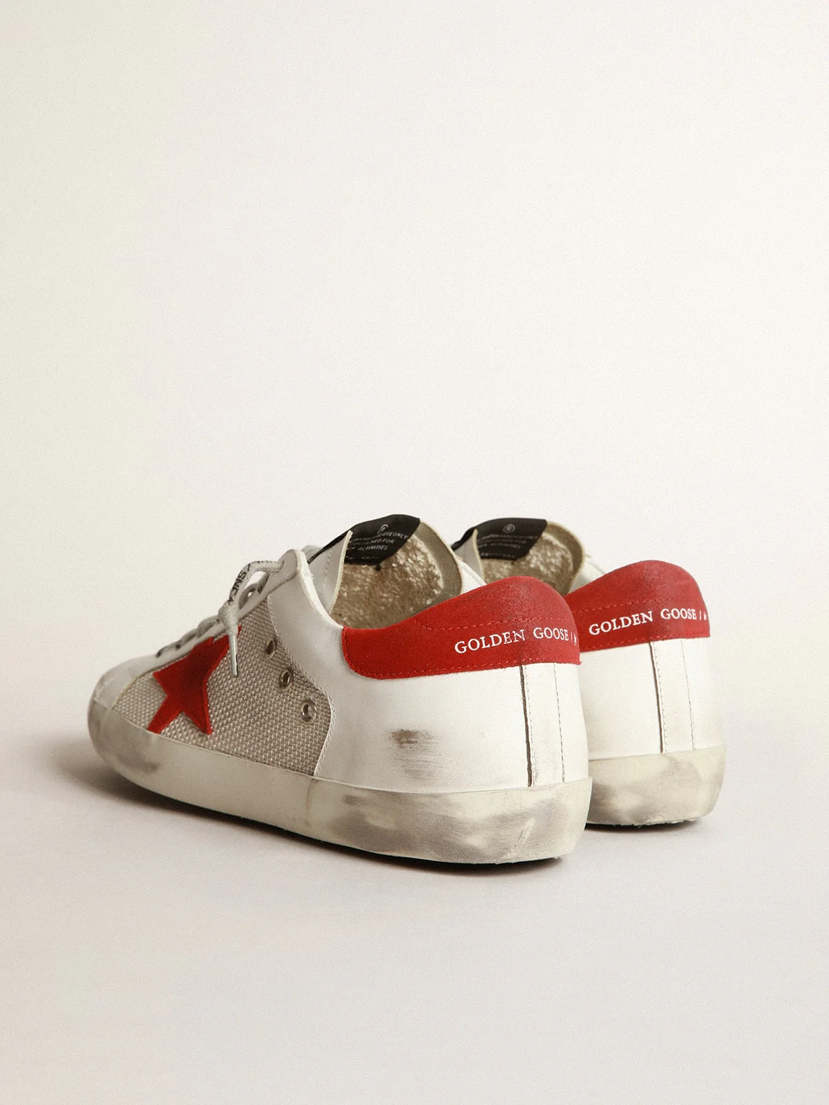 Men | White Superstar Sneakers Leather with Red Star | White x Light Silver x Red - Image 2