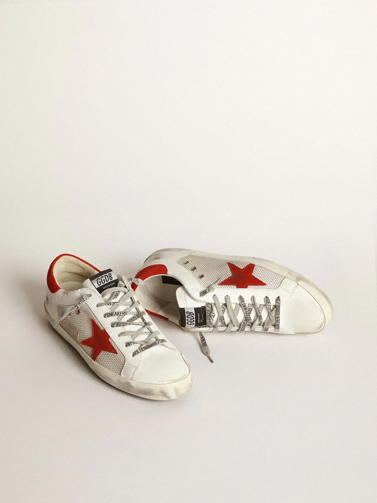Men | White Superstar Sneakers Leather with Red Star | White x Light Silver x Red - Image 7