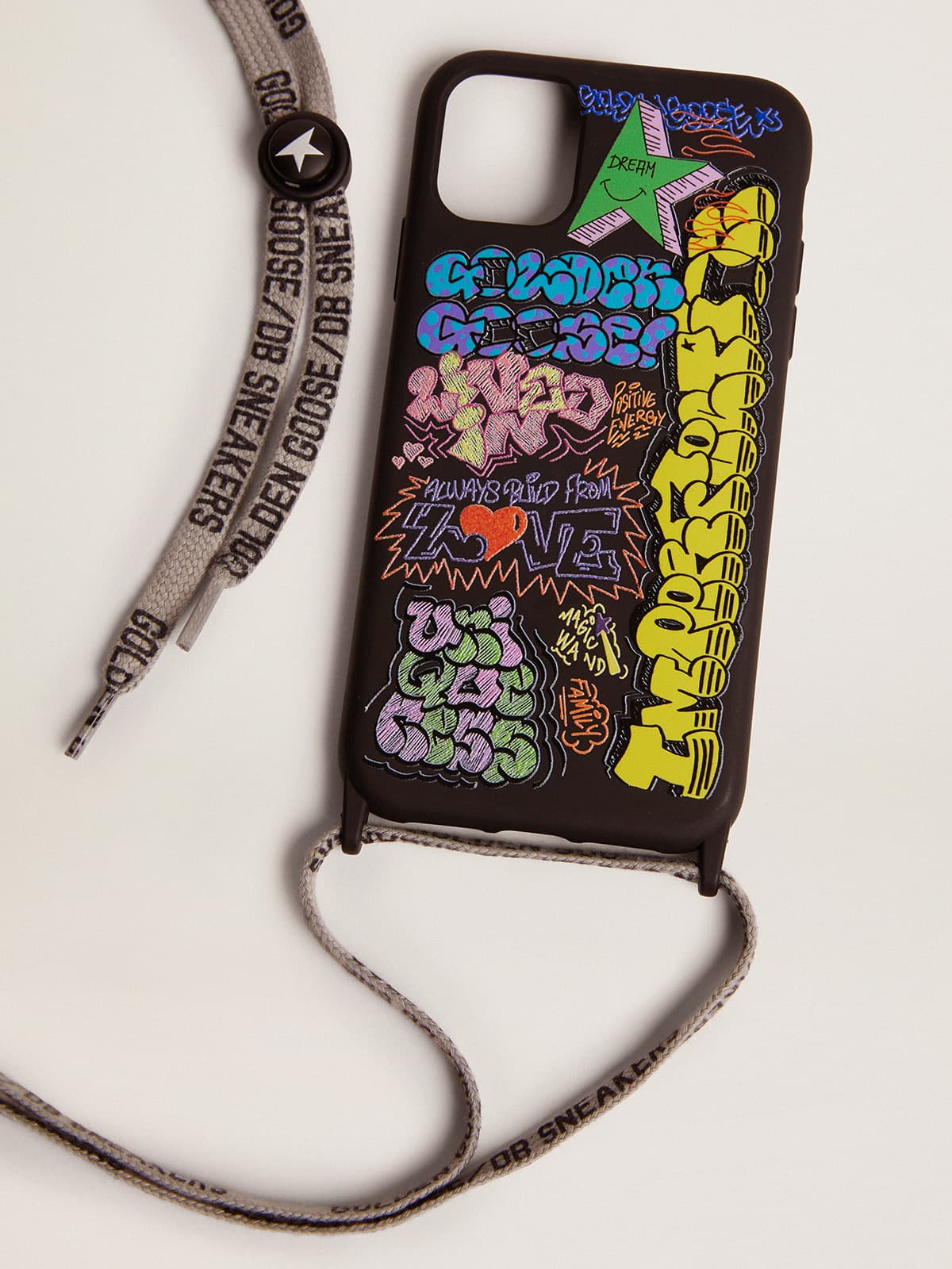 Unisex | Case Iphone 12 & 12 Pro with Graffiti Print & Logoed Laces | Black x Multicolor - Image 3