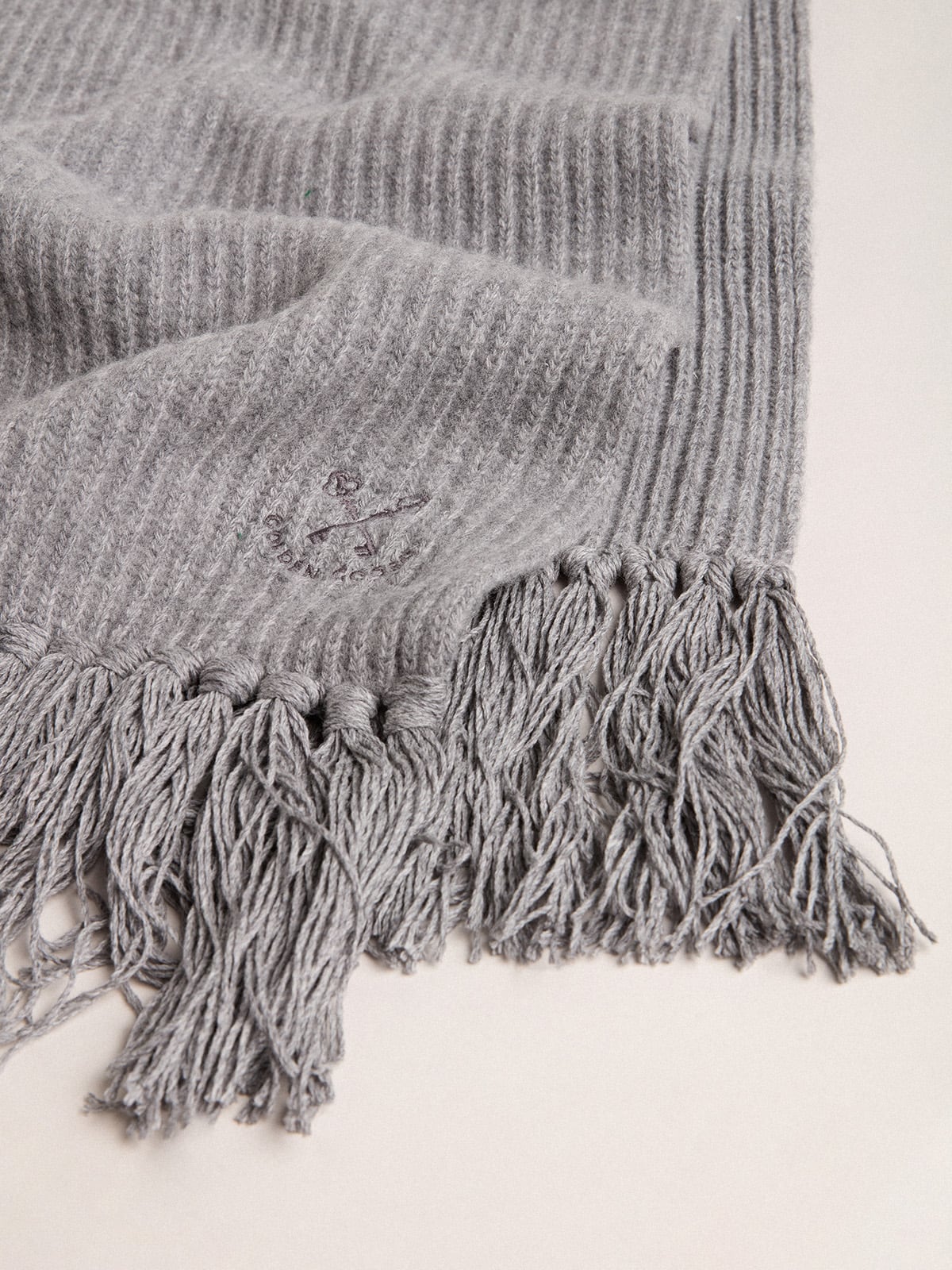 Unisex | Gray Ribbed Wool Scarf | Grey Melange - Image 6