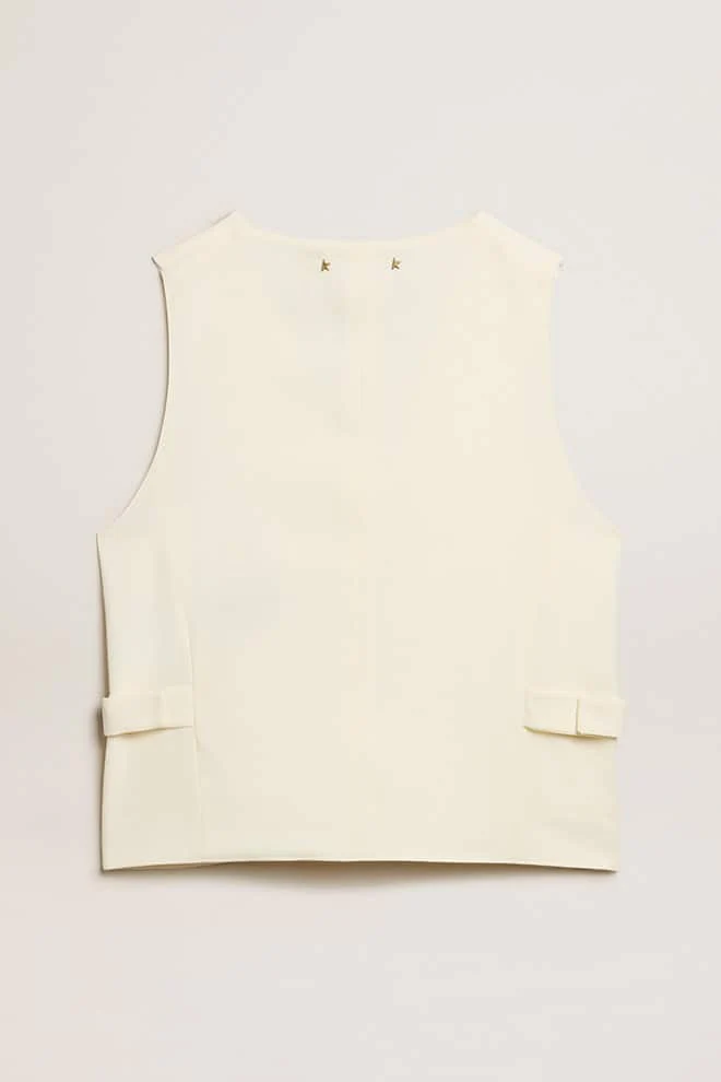 Women | Aged White V-Neck Gilet | Arctic Wolf - Image 2