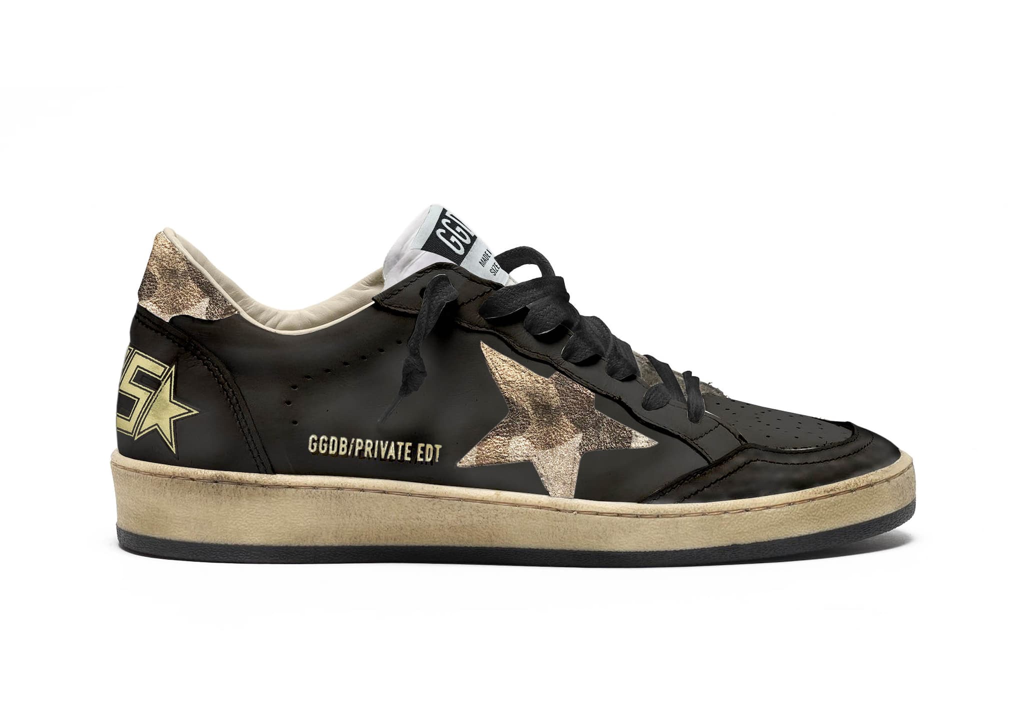 Women | Ball Star Black Leather with Camouflage Star & Heel Tab | Black x Camouflage - Image 2