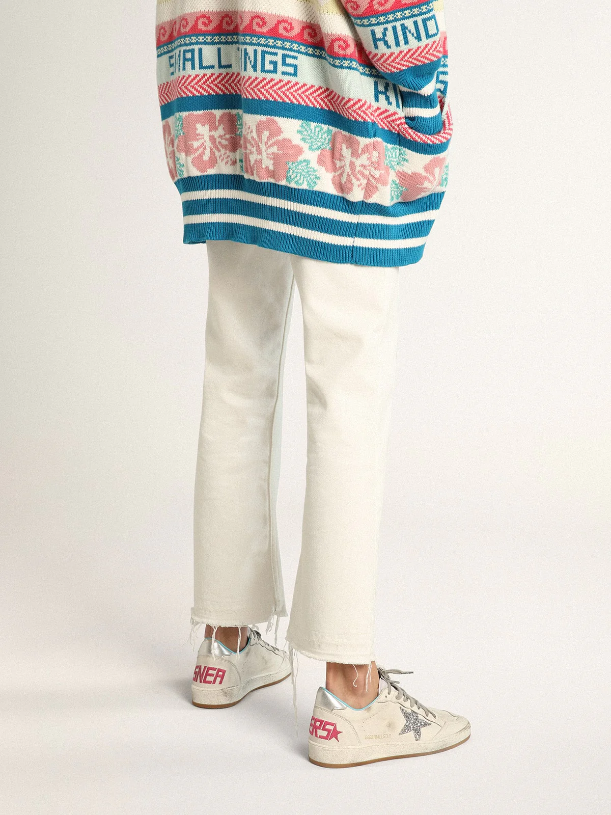 Women | Ball Star Ltd with Silver Glitter Star | White x Silver x Fuxia - Image 2