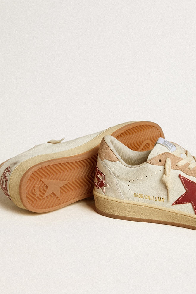 Women | Ball Star Nappa Leather with Red Star & Pink Suede Inserts | White x Red x Pink