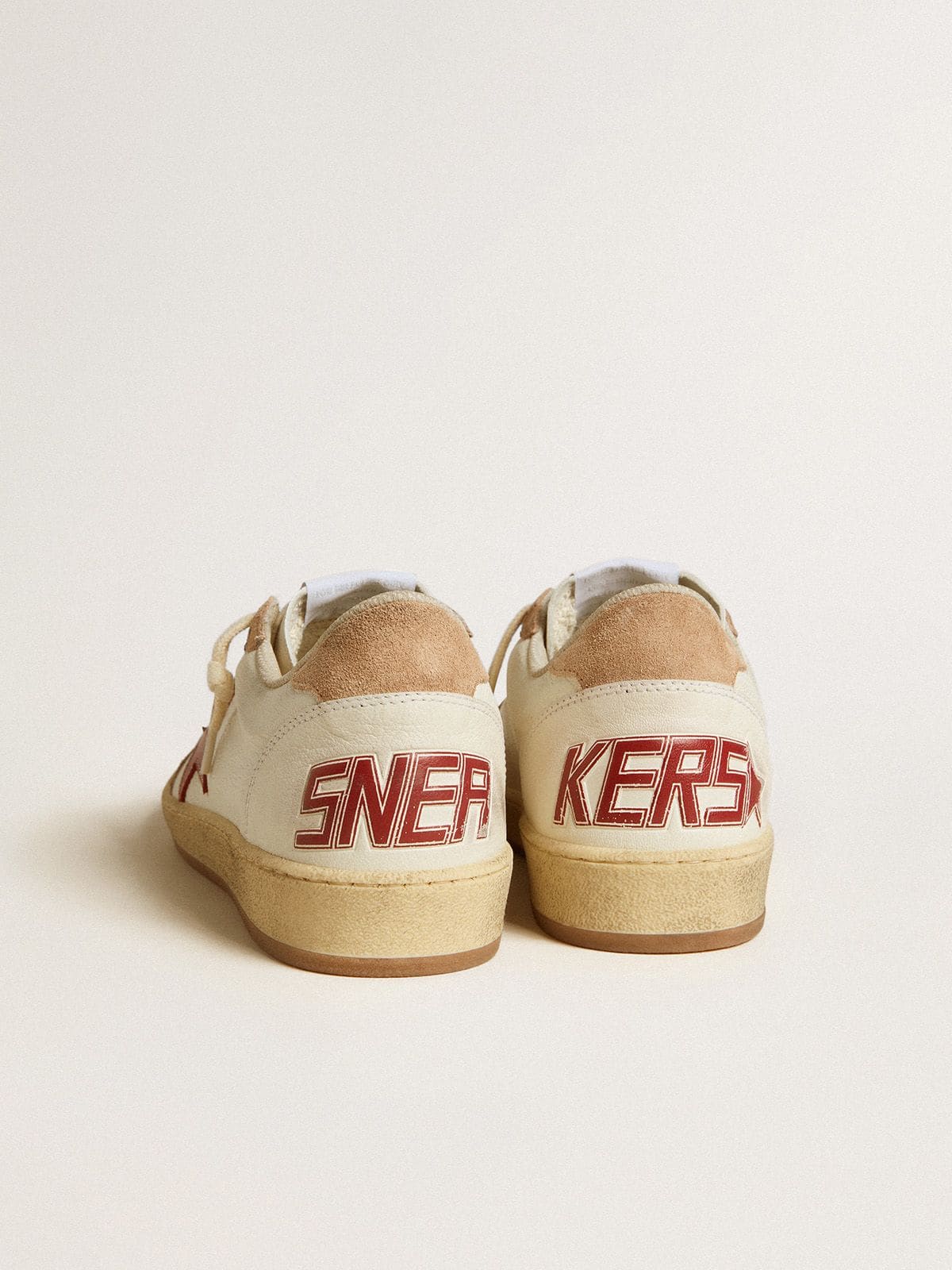 Women | Ball Star Nappa Leather with Red Star & Pink Suede Inserts | White x Red x Pink - Image 4