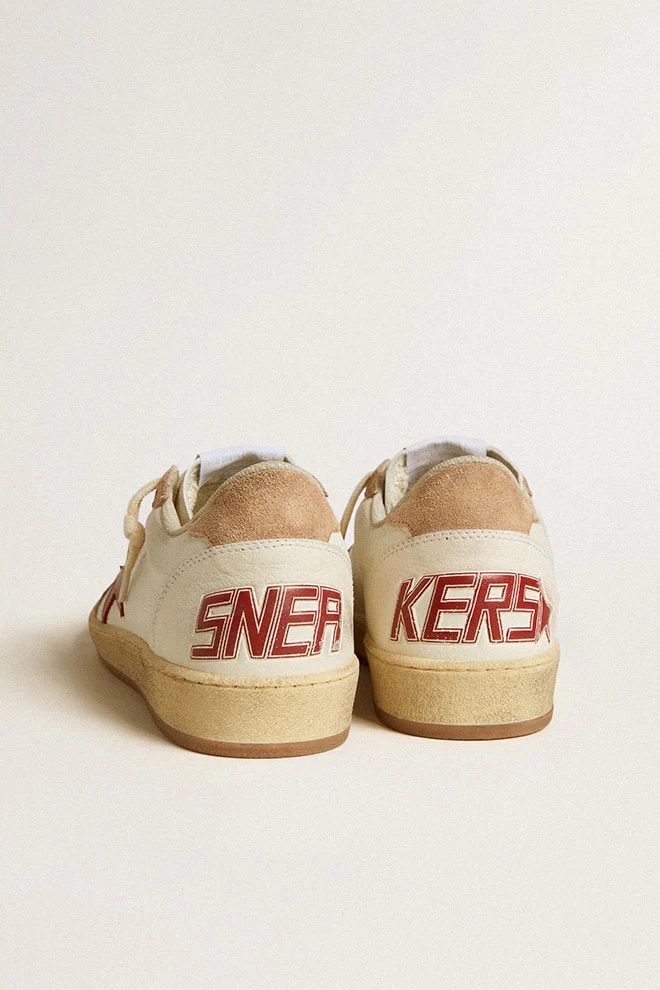 Women | Ball Star Nappa Leather with Red Star & Pink Suede Inserts | White x Red x Pink - Image 5